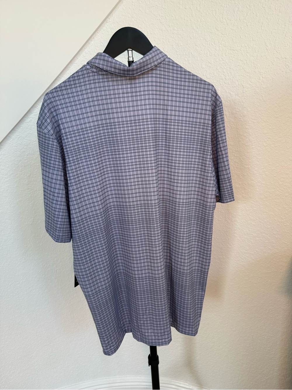 adidas Men’s Light Blue Checked Golf Polo - Picture 5 of 16
